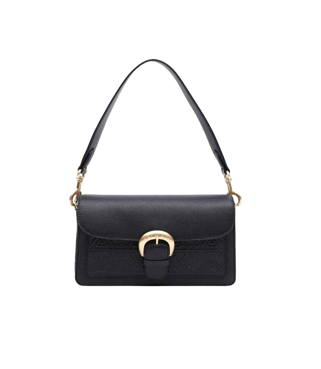Sienna Embossed Leather Crossbody Bag One Size Black Biba-4