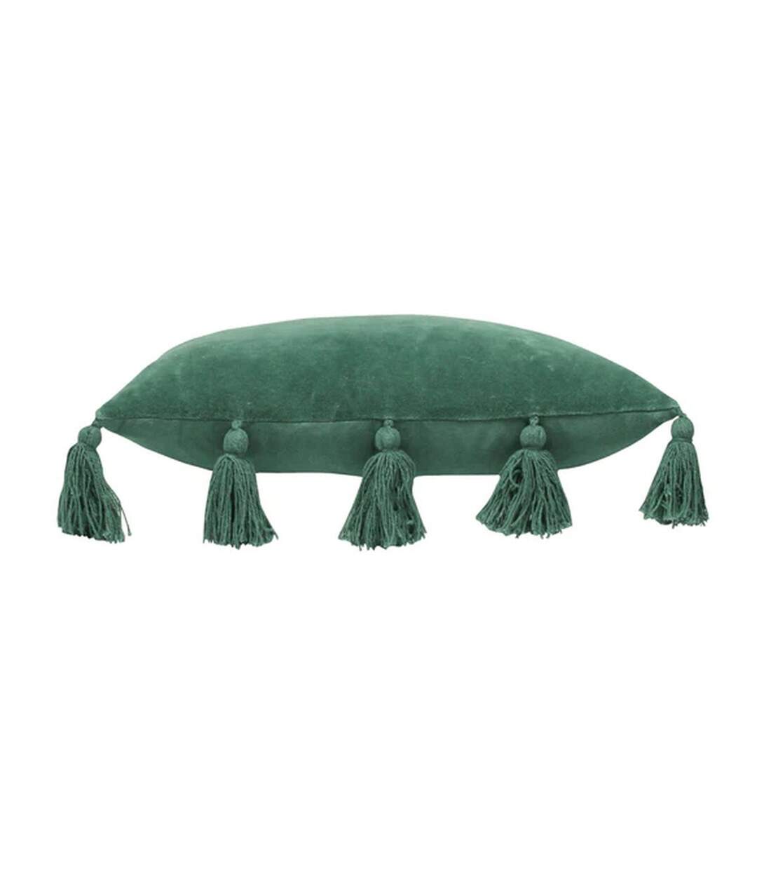 Medina velvet tassel cushion cover one size juniper green Furn-2