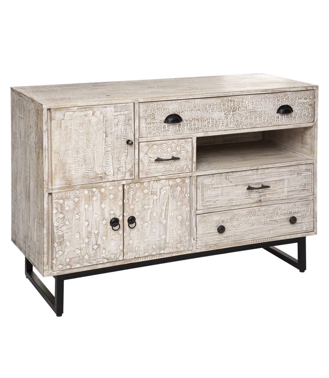Buffet 3 portes et 4 tiroirs Koval - Beige-1