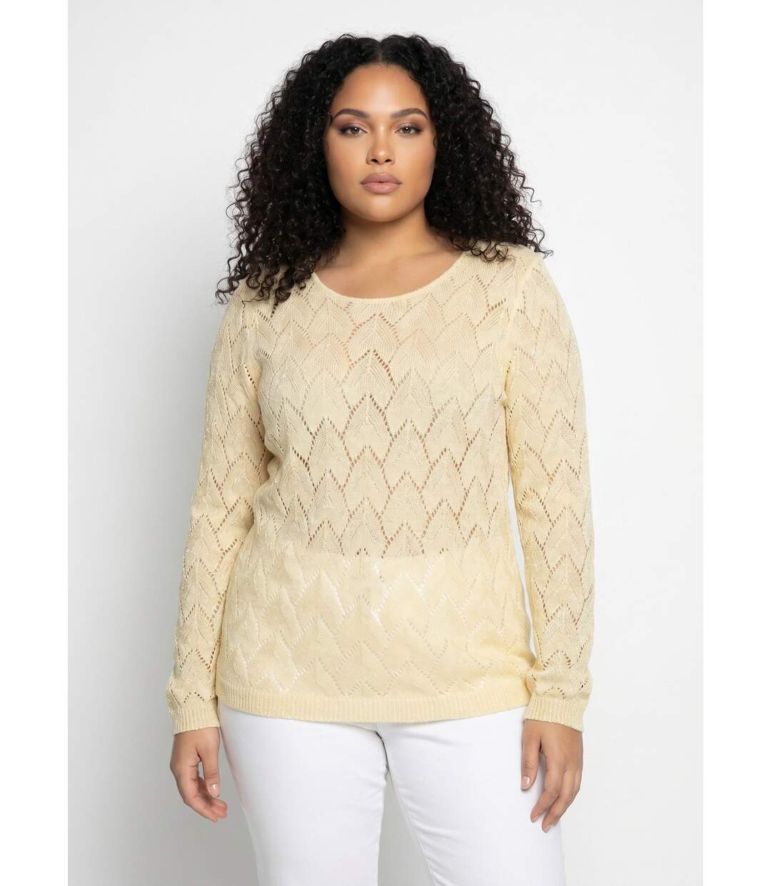 Pull maille ajourée avec fibres recyclées-1