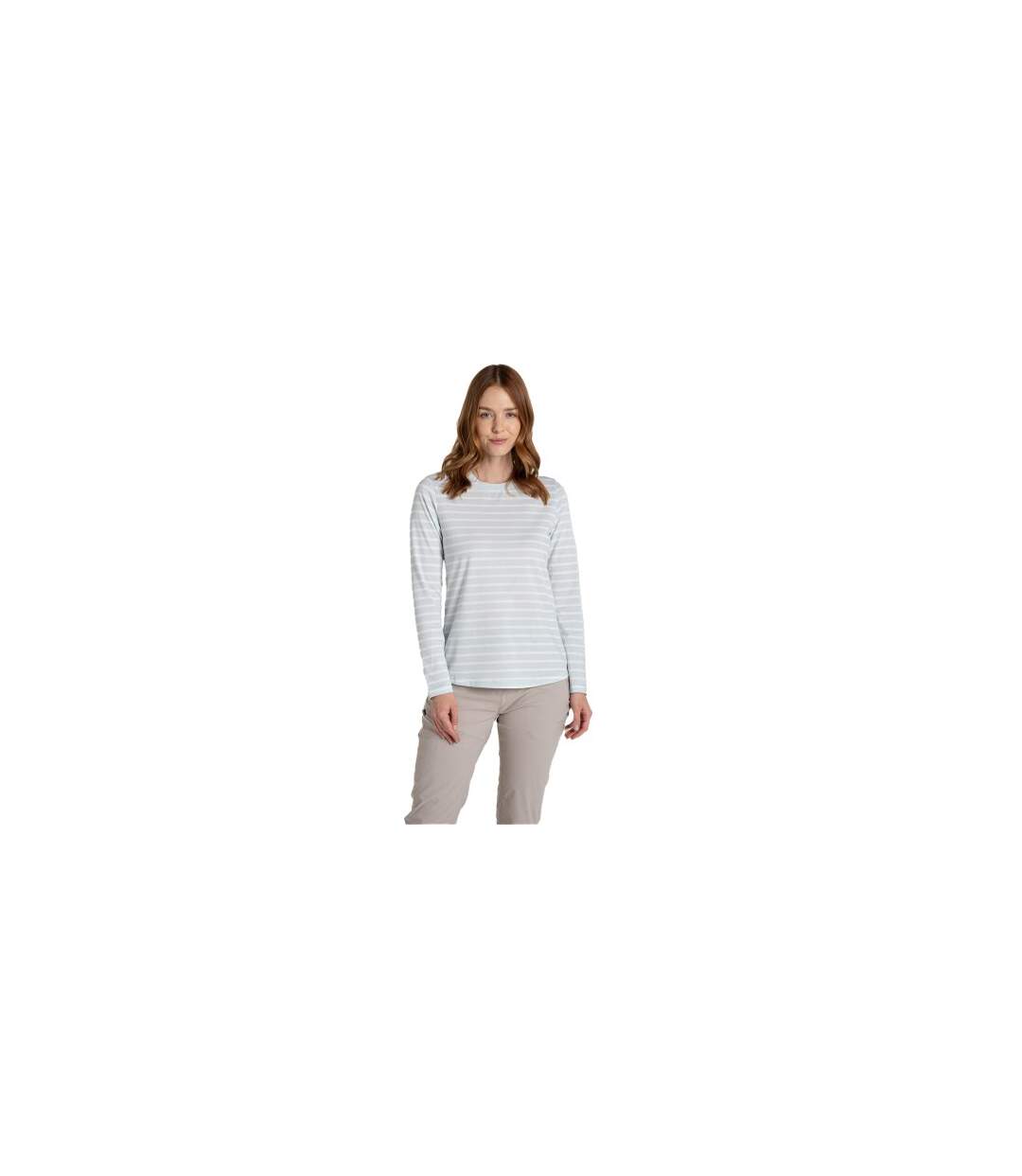 T-shirt Manches Longues Motif/style Rayé Akona Femme Bleu Pâle Craghoppers-1