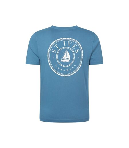 Mens St Ives Sailboat T-shirt Dark Blue Mountain Warehouse