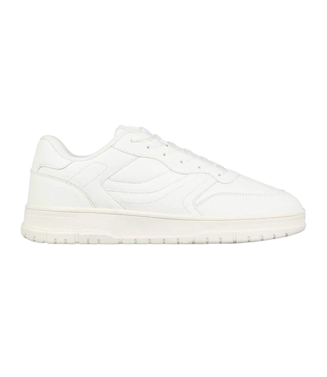 Mens Lace Up Flat Trainers White Fabric-1