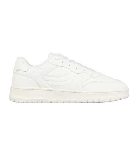 Mens Lace Up Flat Trainers White Fabric