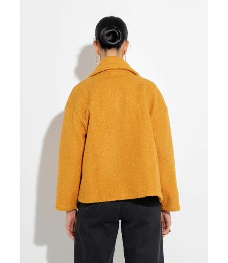 Caban court uni façon laine bouclée