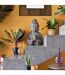 Statuette de Bouddha Effet Bois 49cm Gris-3