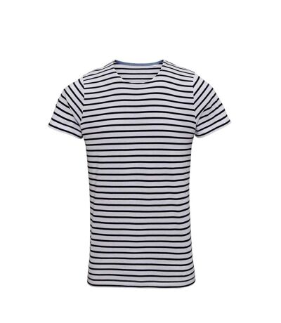 Asquith & fox - T-shirt rayé à manches courtes - Homme (Blanc / bleu marine) - UTRW6029