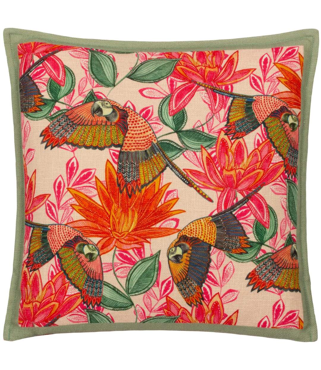 Tropical parrot cushion cover 43cm x 43cm multicoloured Wylder-1