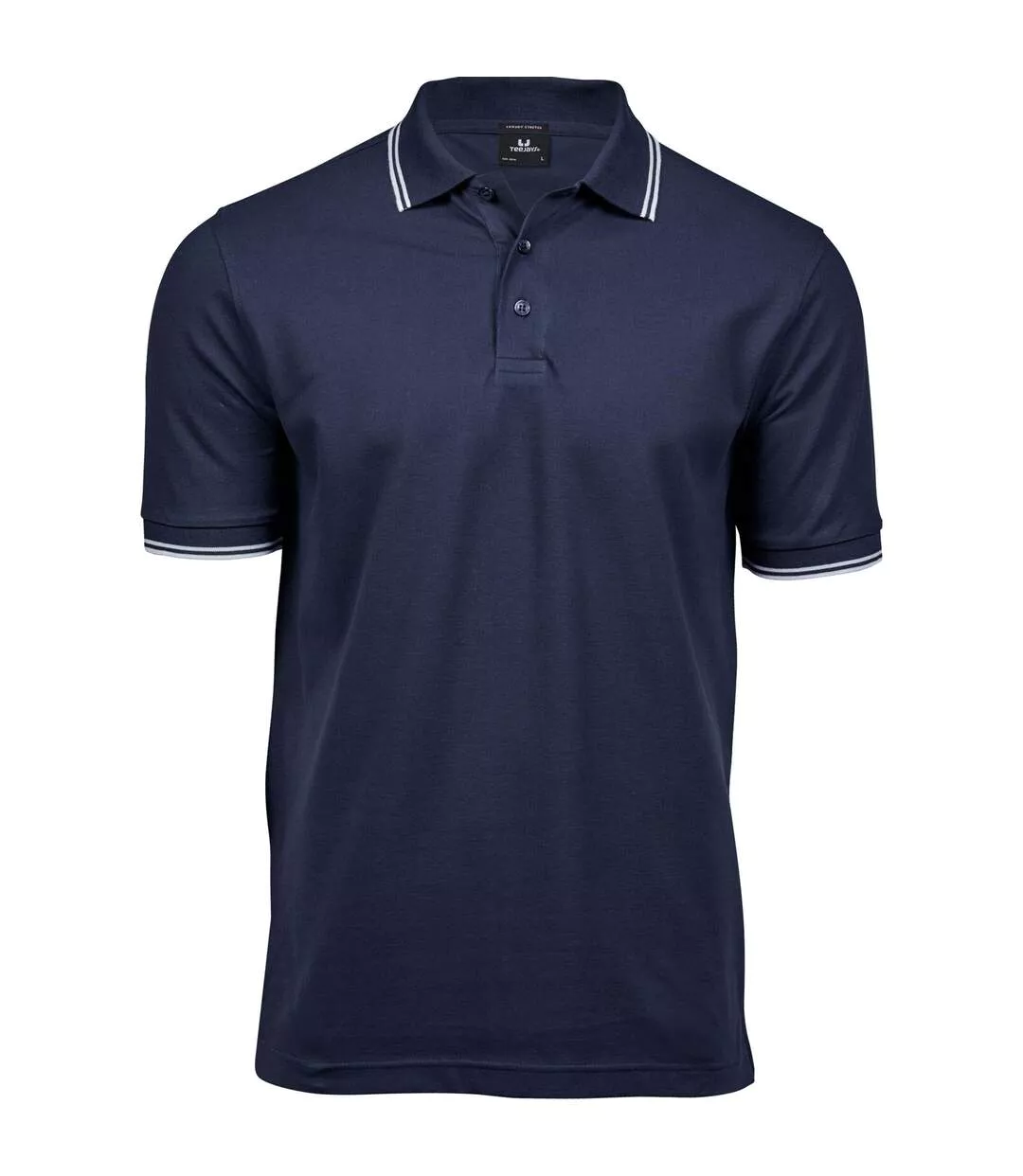 Mens Luxury Stripe Polo Shirt Navy White Tee Jays-1