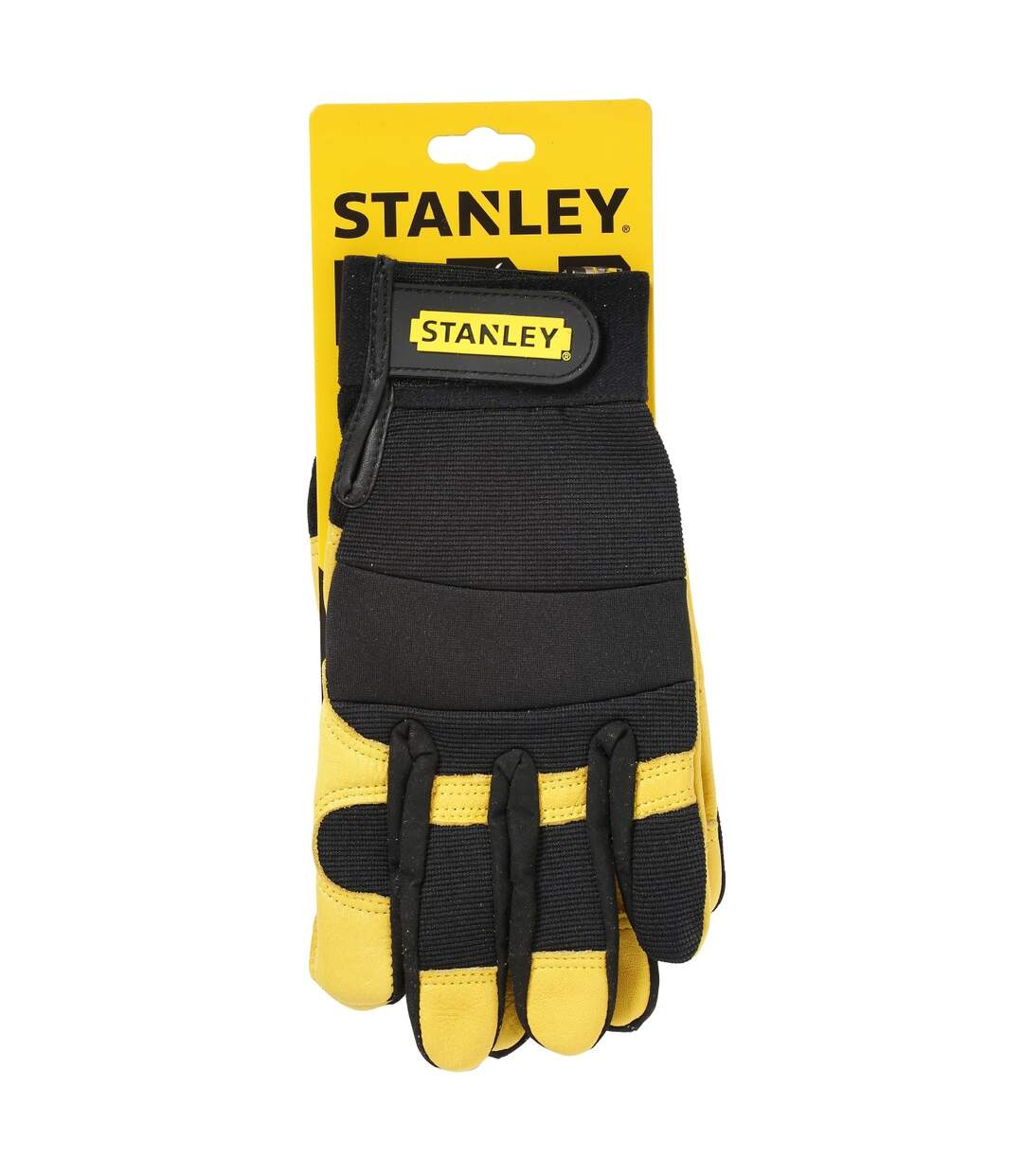 Unisex adult hybrid performance leather safety gloves black/yellow Stanley