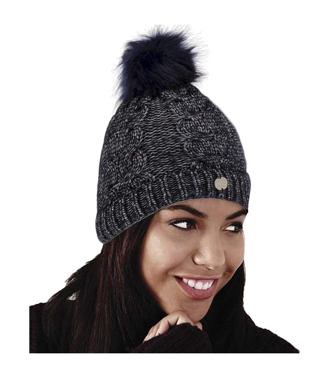 Bonnet Motif/style Pompon Lovella Femme Bleu Marine Regatta-2