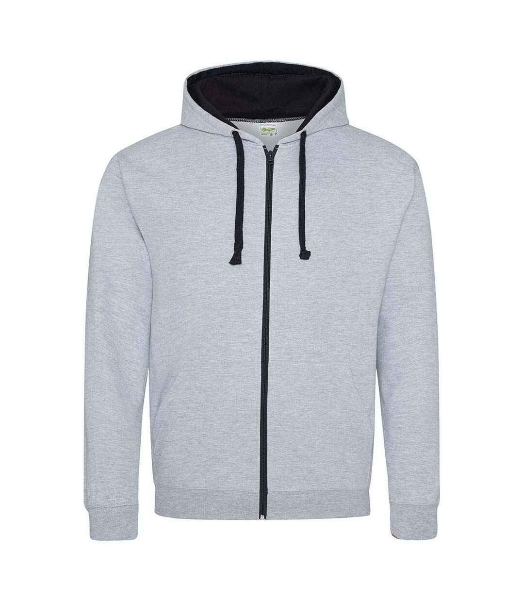 Sweat À Capuche Varsity Adulte Gris Chiné Bleu Marine Français Awdis-1