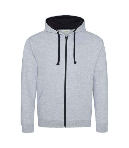Sweat À Capuche Varsity Adulte Gris Chiné Bleu Marine Français Awdis