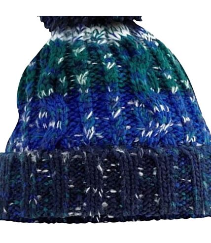 Beechfield Unisex Adults Corkscrew Knitted Pom Pom Beanie Hat (Alpine Blues) - UTRW5192