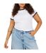 T-shirt Motif/style Ringer Femme Blanc Bleu Marine Brave Soul-2