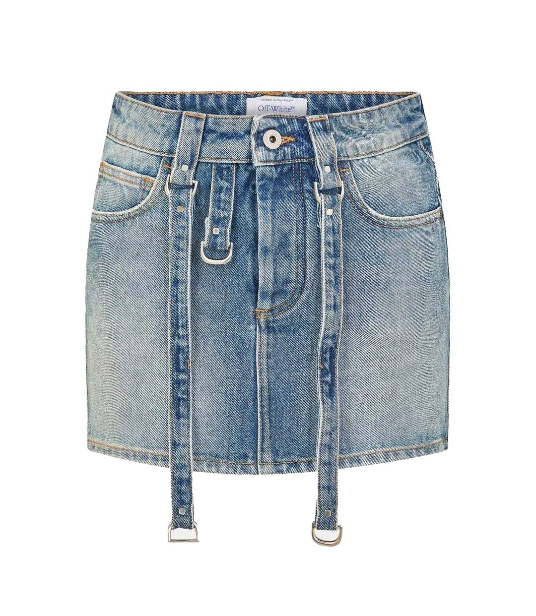 Mini Jupe Motif/style Cargo Femme Vieux Bleu Off-White-2