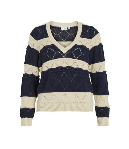 Pull beige/marine femme vila lolise