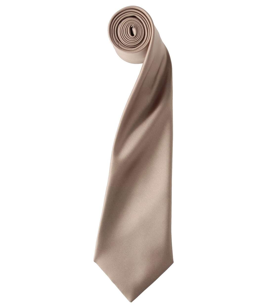 Cravate satin unie - PR750 - beige-1
