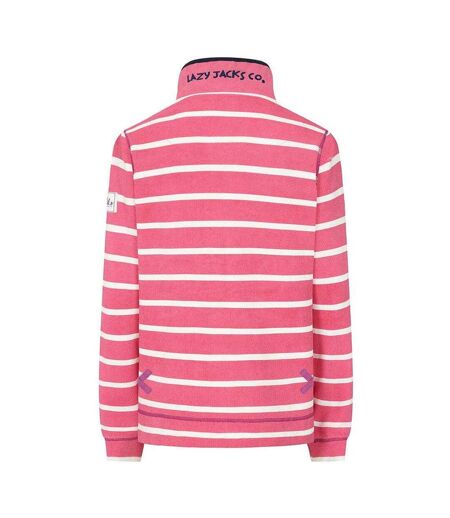 Womens/ladies Striped Pique Sweatshirt Cherry Lazy Jacks
