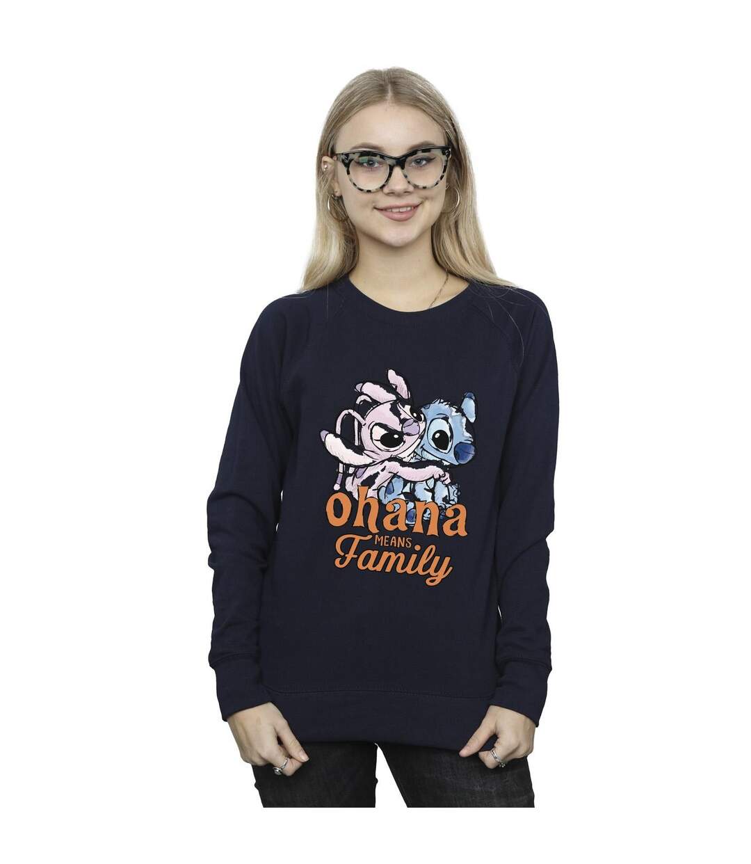Disney - Sweat LILO AND STITCH OHANA ANGEL HUG - Femme (Bleu marine) - UTBI22776-2