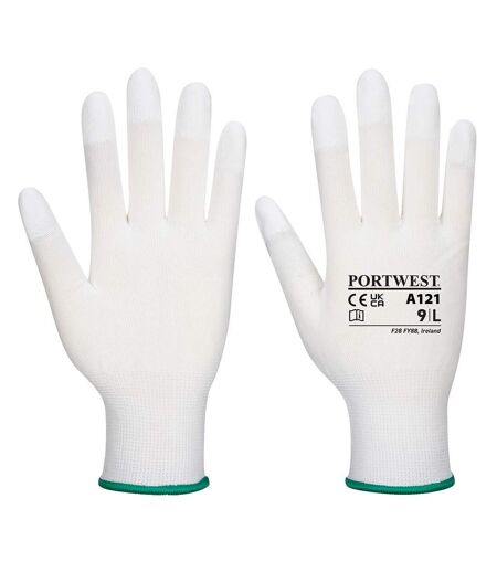 Unisex adult a121 pu fingertip grip gloves xl white Portwest