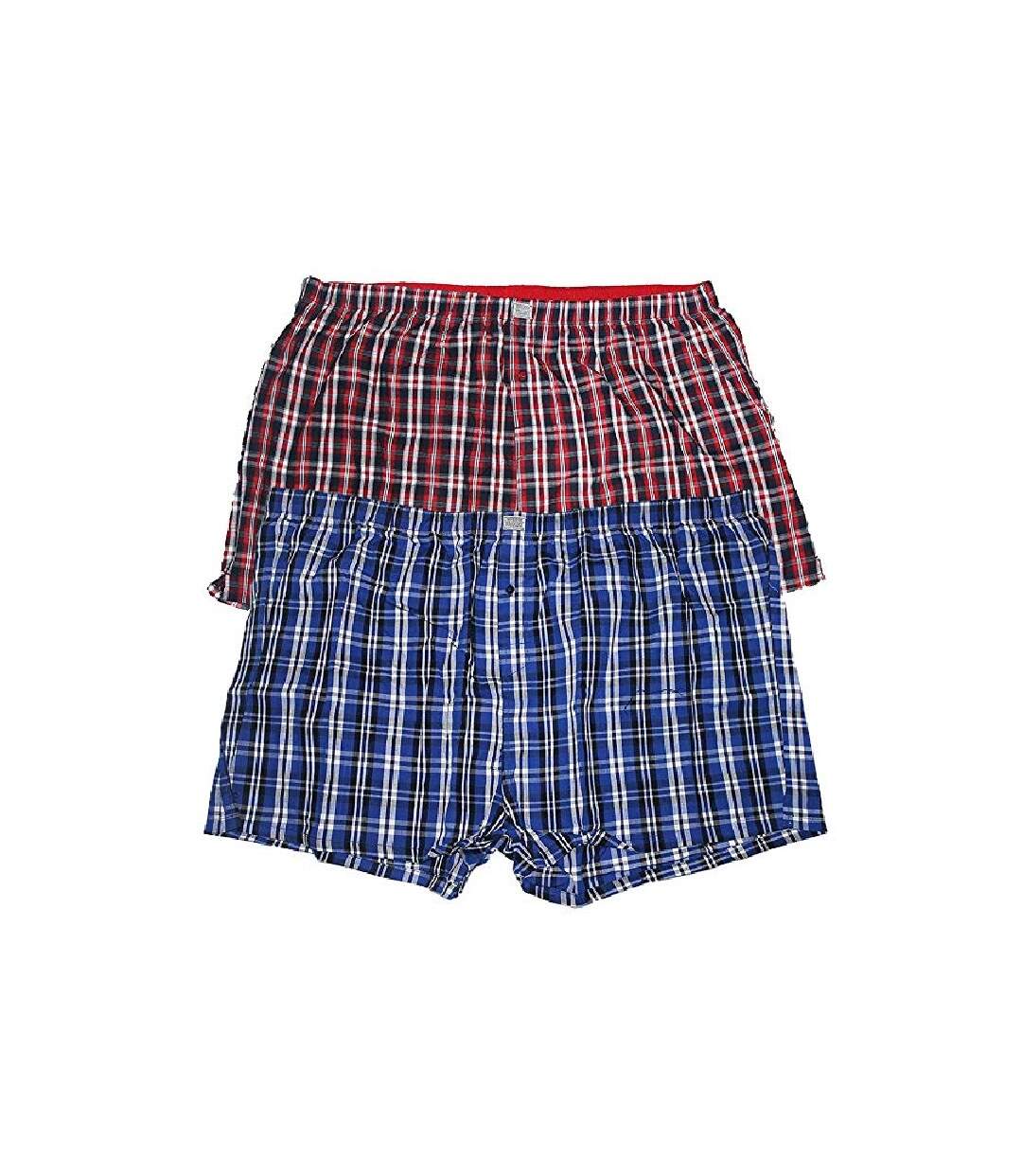 Pack of 2  Mens d555 plaid woven kingsize boxer shorts  navy blue/red Duke-2