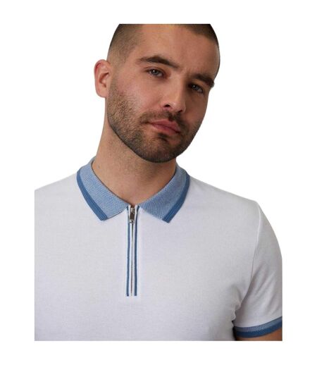 Polo Manches Courtes Motif/style Effet Denim Homme Blanc Threadbare