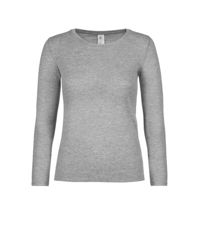 B&C Womens/Ladies Round Neck Long-Sleeved Top (Sports Gray)