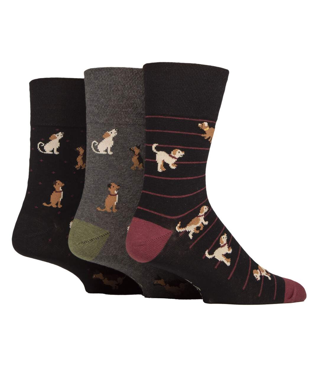 6 Pairs Mens Non Elastic Cotton Rich Novelty Patterned Socks-3