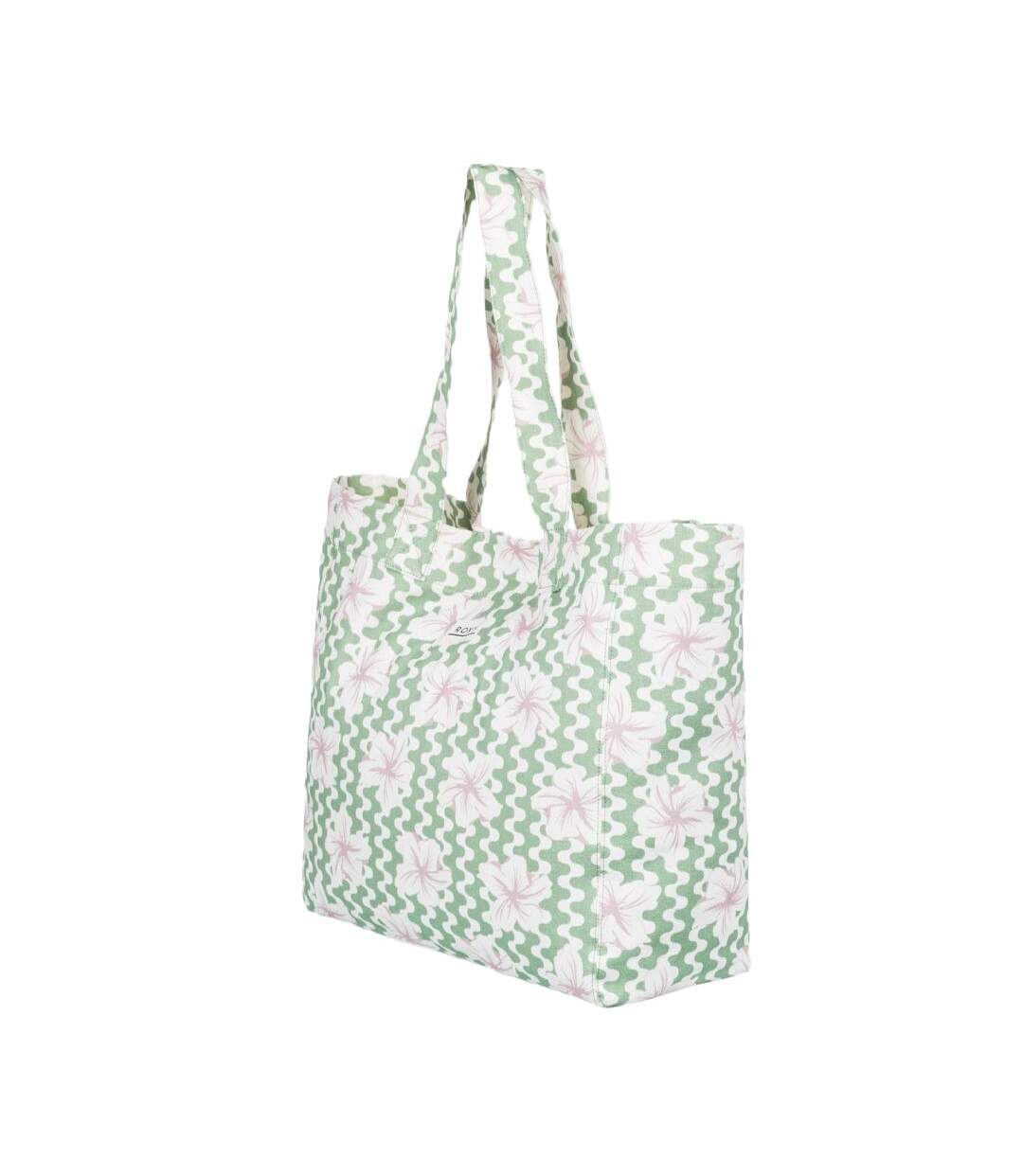 Tote bag vert à fleurs femme roxy anti bad vibes - taille unique-2