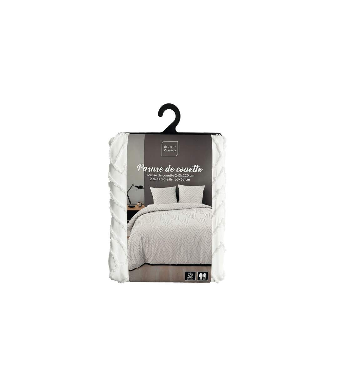 Parure de Lit 3 Pièces Heltie 240x220cm Blanc-5