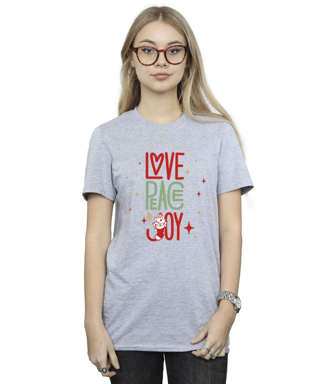 Disney - T-shirt THE ARISTOCATS MARIE LOVE PEACE JOY - Femme (Gris chiné) - UTBI10426-1