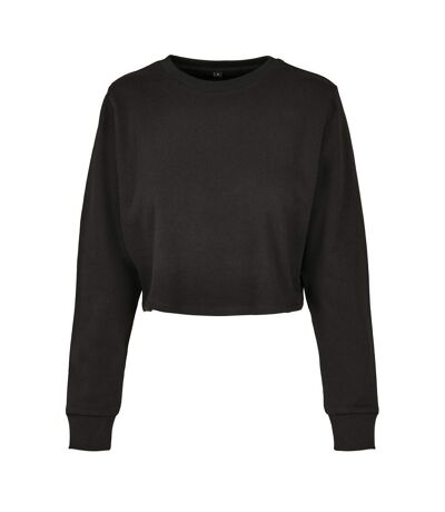 Build Your Brand Womens/Ladies Terrycloth Crop Sweatshirt (Black) - UTRW8977