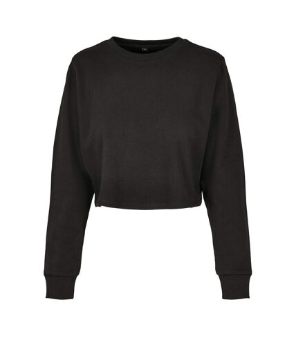 Build Your Brand Womens/Ladies Terrycloth Crop Sweatshirt (Black) - UTRW8977