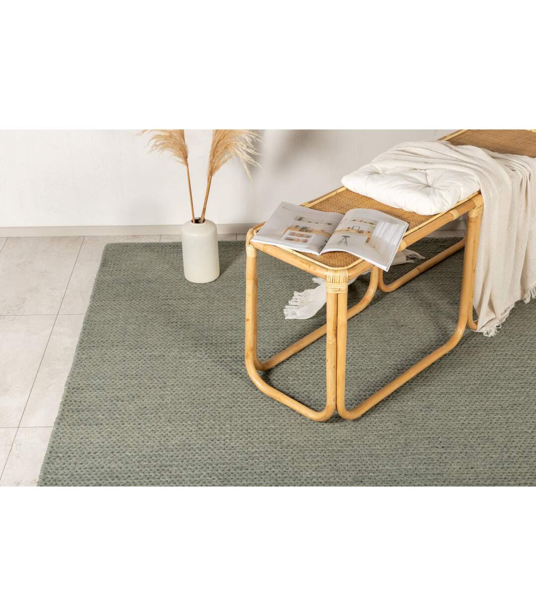 Tapis Tressé en Laine Marta 250x350cm Vert-3