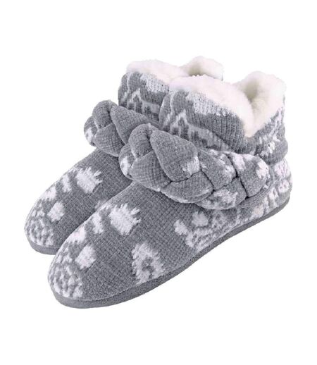 Ladies Knitted Warm Fleece Plush Slipper Boots