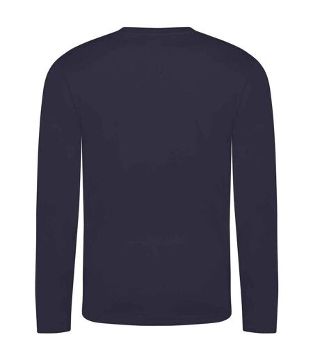 Mens moisture wicking long-sleeved t-shirt french navy AWDis Cool