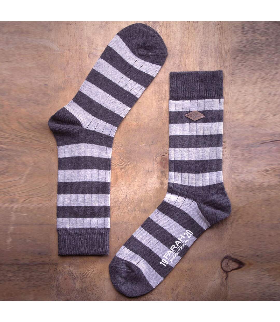 2 Pack Mens Cotton Patterned Striped Ribbed Boot Socks-4