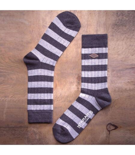 2 Pack Mens Cotton Patterned Striped Ribbed Boot Socks