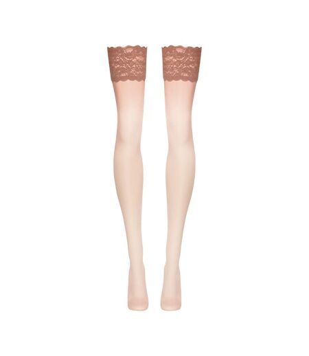 Couture Womens/Ladies Luxurious Deep Lace Hold Up Stockings (Natural)