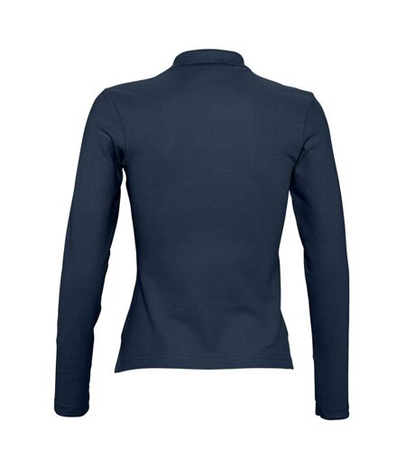 SOLS Womens/Ladies Podium Long Sleeve Pique Cotton Polo Shirt (Navy) - UTPC330