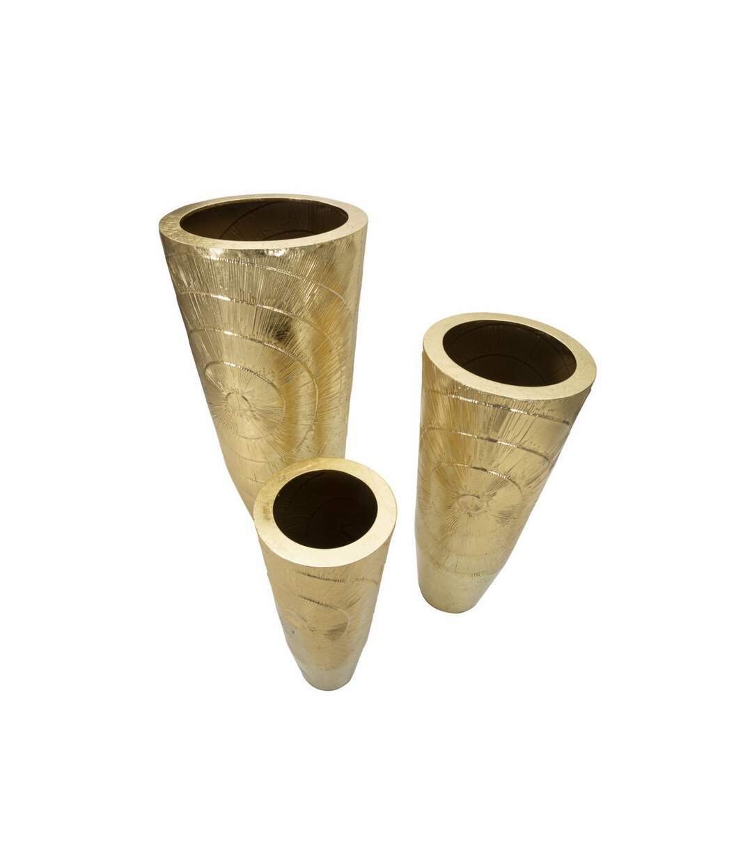 Lot de 3 Vases en Métal Goldely 114cm Or-2