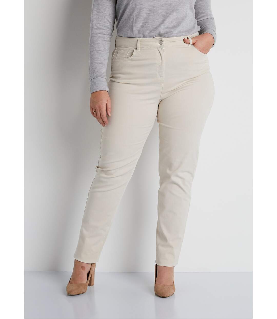 Pantalon droit 5 poches coton stretch-1