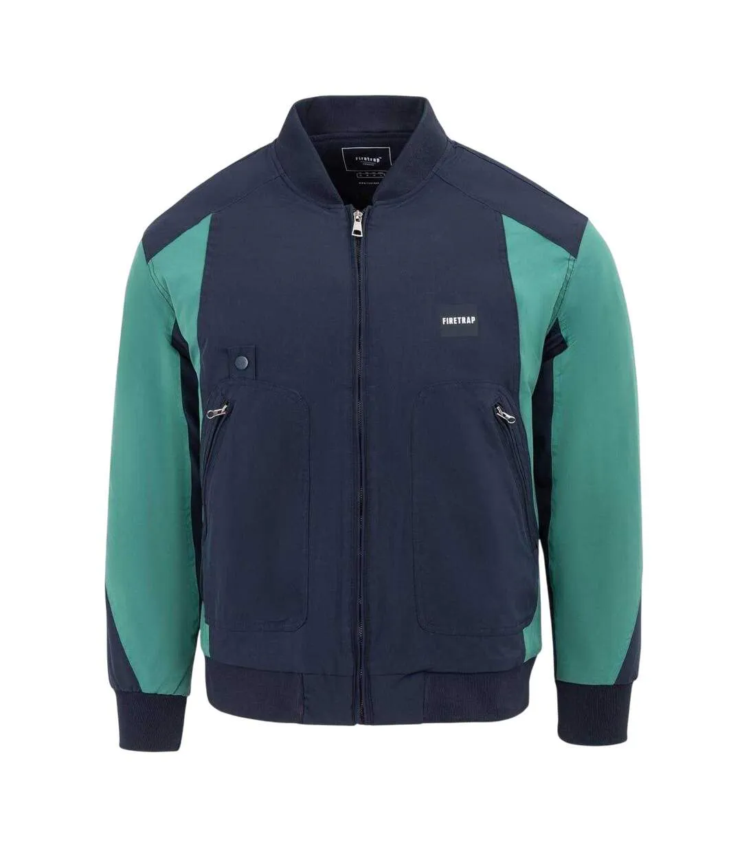 Mens Colour Block Bomber Jacket Navy Firetrap-1