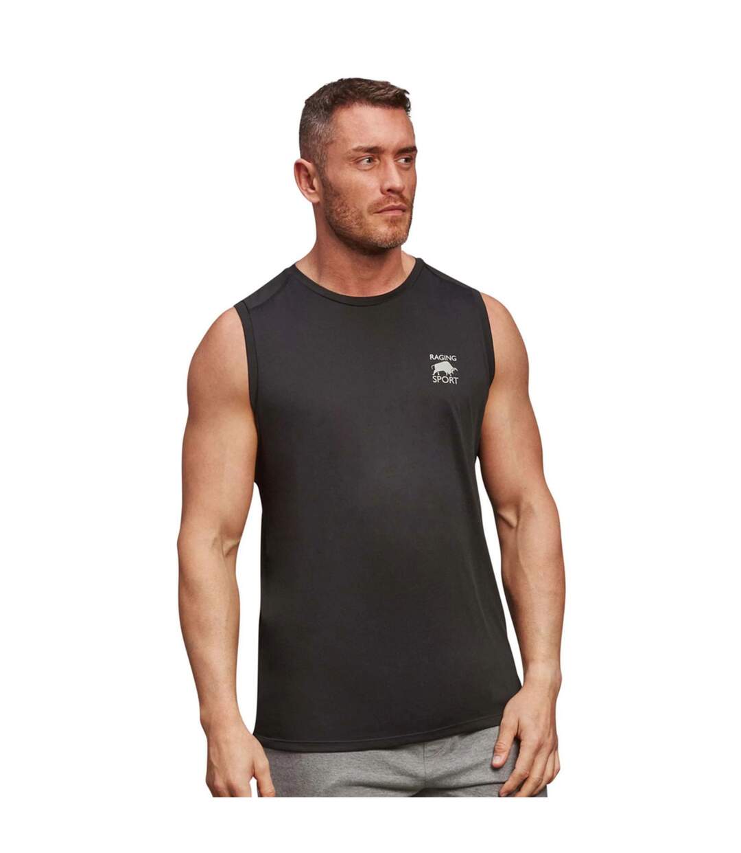 Mens performance tank top black Raging Bull