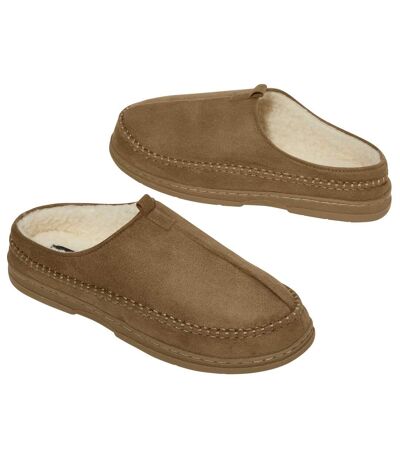 Men's Sherpa-Lined Faux-Suede Mules - Tobacco