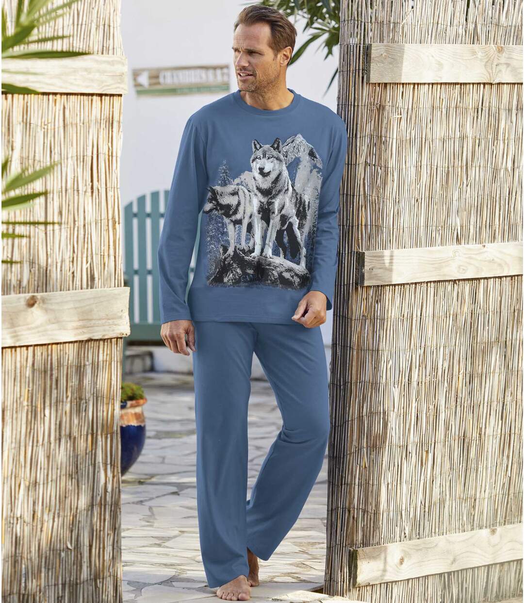 Men's Wolf Print Pyjamas  Atlas For Men