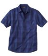 Men's Blue Checked Short Sleeve Shirt Atlas For Men