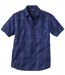 Men's Blue Checked Short Sleeve Shirt