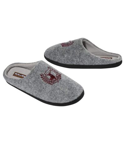 Men's Grey Fleece-Lined Slippers